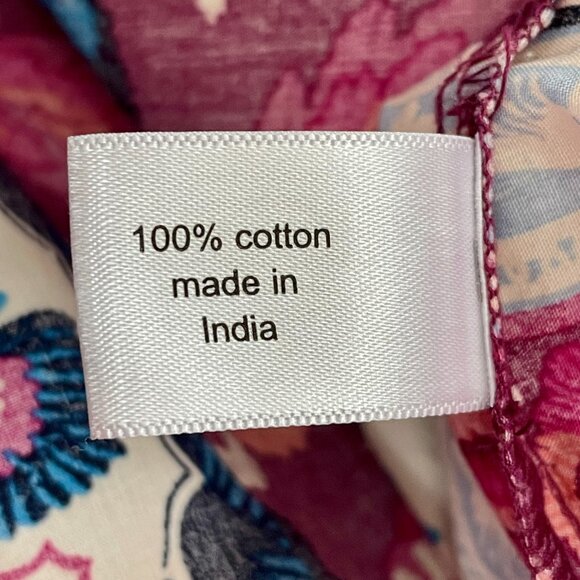 Lane Bryant Cotton Floral Popover Blouse Pink Ruffle Neck Short Sleeve Size 22 - Picture 13 of 16